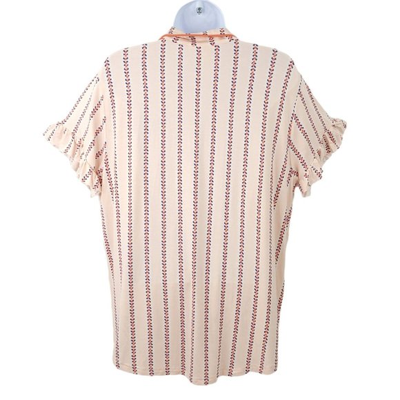 Matilda Jane Button Front Striped Pajama Top Womens Size L Ruffle Sleeve Pink - Picture 3 of 11